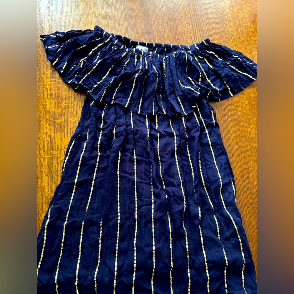 Navy Blue Gold Stripe Cover Up